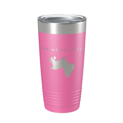Strawberry Lake Map Tumbler Travel Mug Insulated Laser Engraved Coffee Cup Huron River Chain of Lakes Michigan 20 oz-11