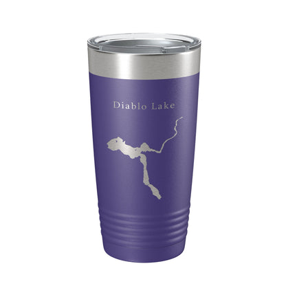Diablo Lake Map Tumbler Travel Mug Insulated Laser Engraved Coffee Cup Washington 20 oz-15