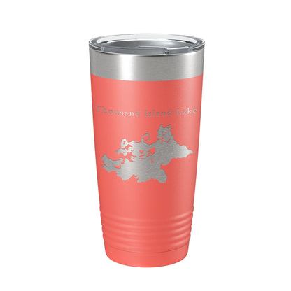 Thousand Island Lake Cisco Chain Map Tumbler Travel Mug Insulated Laser Engraved Coffee Cup Michigan 20 oz-20
