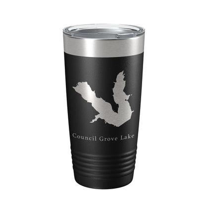 Council Grove Lake Map Tumbler Travel Mug Insulated Laser Engraved Coffee Cup Kansas 20 oz-0