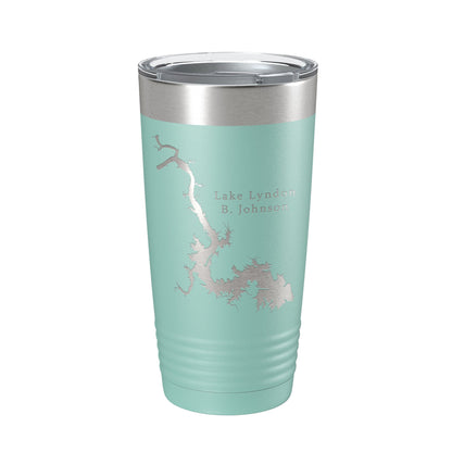 Lake Lyndon B. Johnson Map Tumbler Travel Mug Insulated Laser Engraved Coffee Cup Texas 20 oz-12