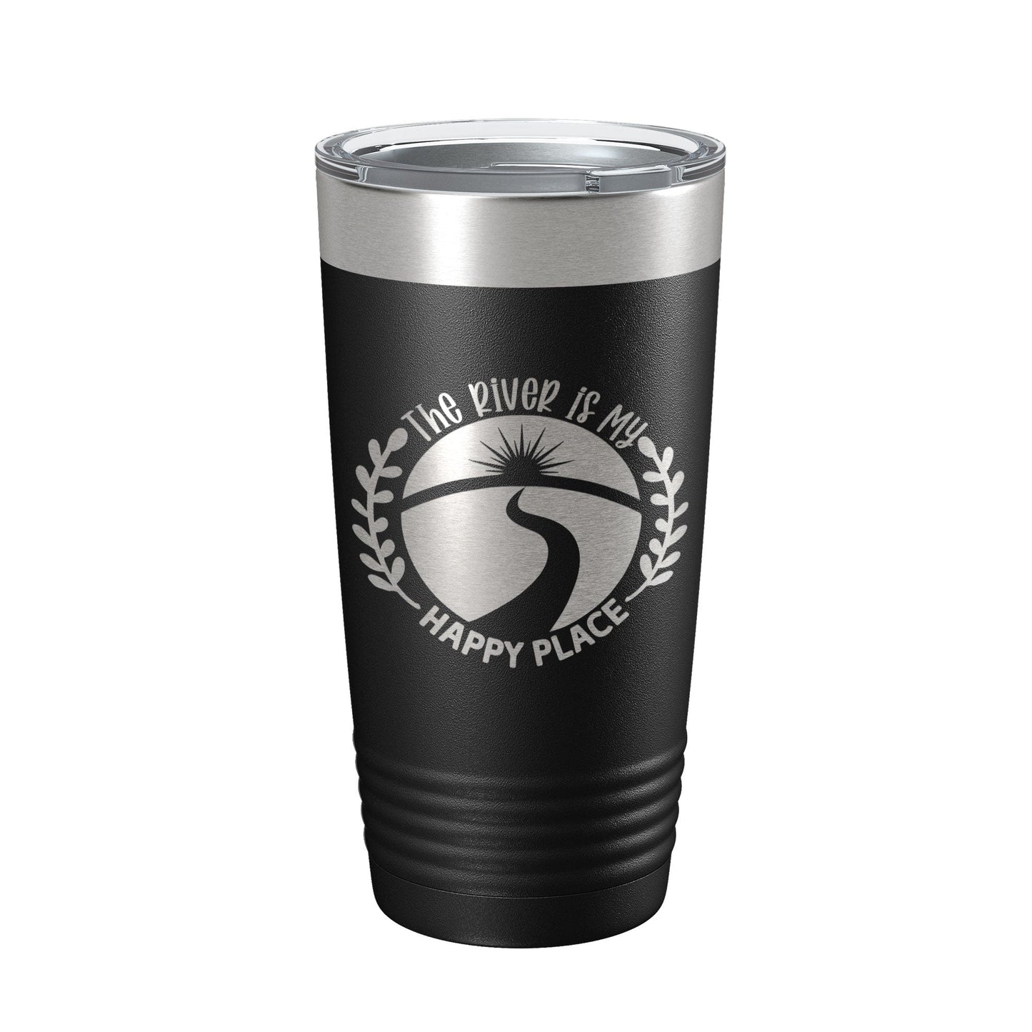River Is My Happy Place Tumbler Travel Mug Insulated Laser Engraved Coffee Cup Birthday Float Trips Party Gift 20 oz-0