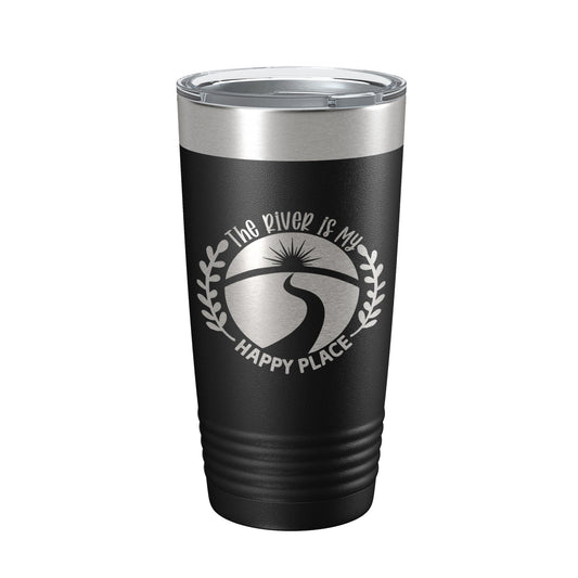 River Is My Happy Place Tumbler Travel Mug Insulated Laser Engraved Coffee Cup Birthday Float Trips Party Gift 20 oz-0