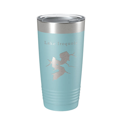 Lake Iroquois Map Tumbler Travel Mug Insulated Laser Engraved Coffee Cup Illinois 20 oz-13
