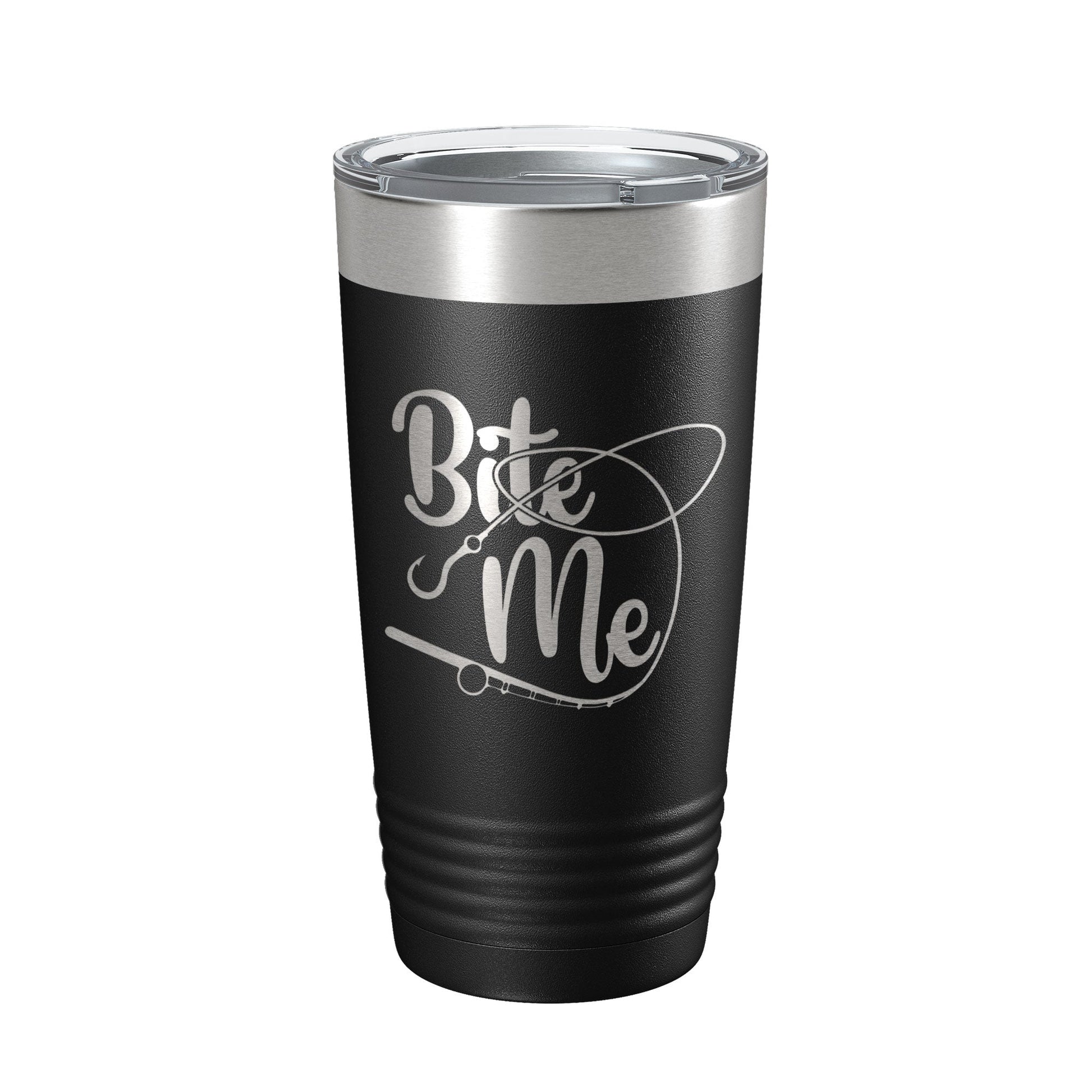 Fishing Tumbler Funny Bite Me Travel Mug Insulated Laser Engraved Coffee Cup Funny Gift For Angler Bass Fisherman 20 oz-0