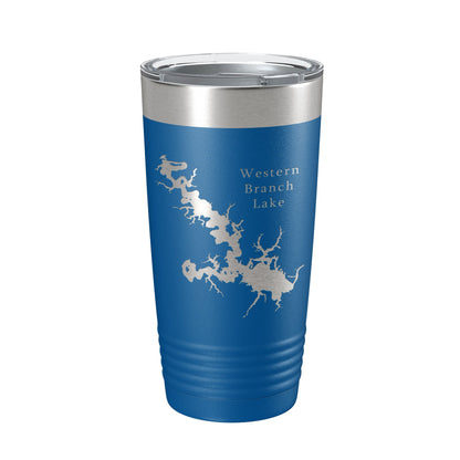 Western Branch Lake Reservoir Map Tumbler Travel Mug Insulated Laser Engraved Coffee Cup Suffolk Virginia 20 oz-6
