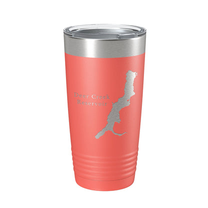 Deer Creek Reservoir Tumbler Lake Map Travel Mug Insulated Laser Engraved Coffee Cup Utah 20 oz-20