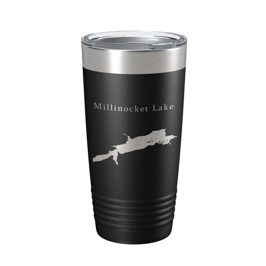 Millinocket Lake Map Tumbler Travel Mug Insulated Laser Engraved Coffee Cup Maine 20 oz-0