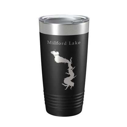 Milford Lake Map Tumbler Travel Mug Insulated Laser Engraved Coffee Cup Kansas 20 oz-0