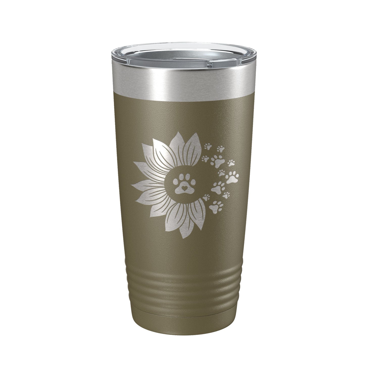 Sunflower With Dog Pawprints Tumbler Travel Mug Insulated Laser Engraved Coffee Cup Gift For Women Dog Lovers Sun Flower 20 oz-21