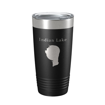 Indian Lake Map Tumbler Travel Mug Insulated Laser Engraved Coffee Cup Silver Creek Township Michigan 20 oz-0