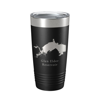 Glen Elder Reservoir Tumbler Lake Map Travel Mug Insulated Laser Engraved Coffee Cup Kansas 20 oz-0