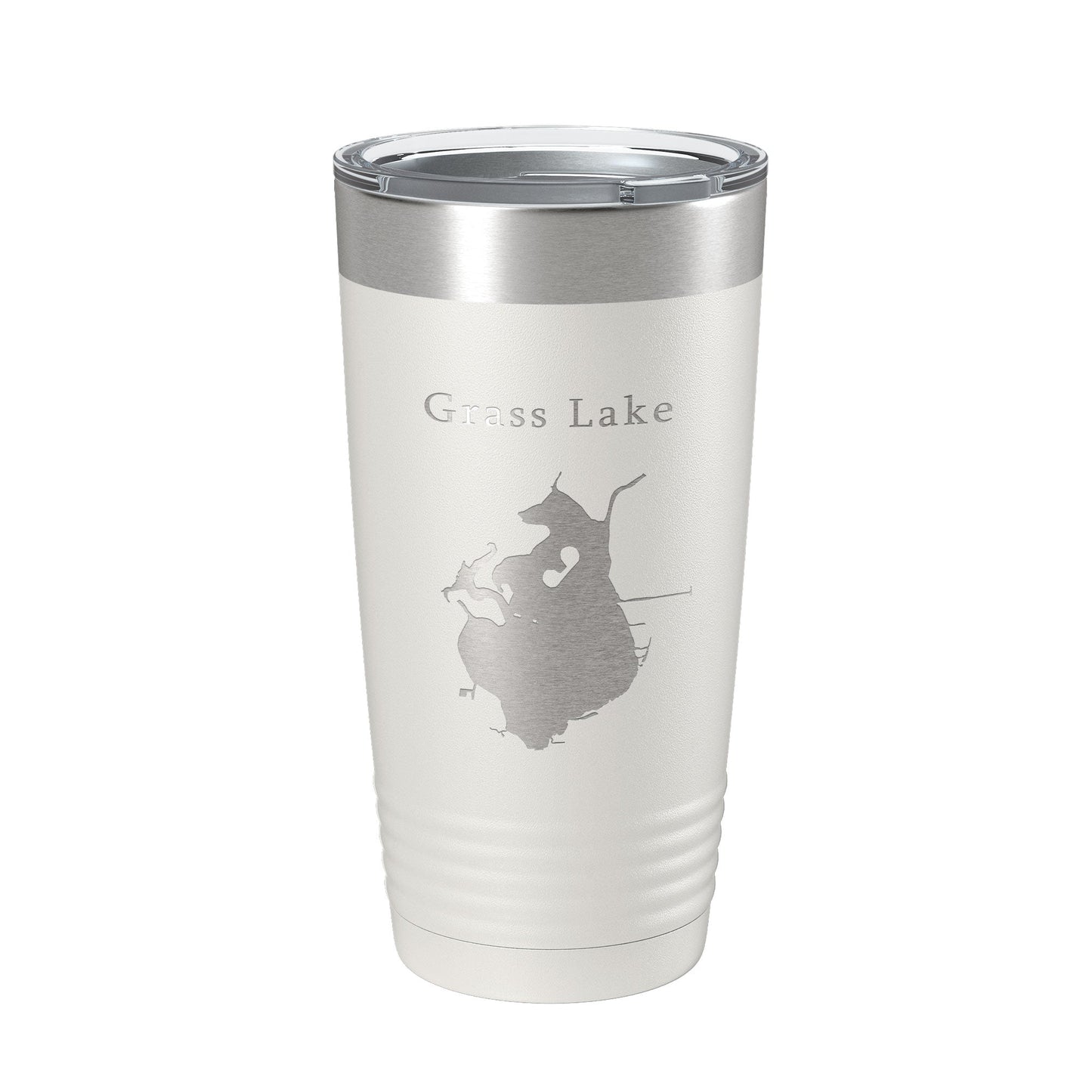 Grass Lake Map Tumbler Travel Mug Insulated Laser Engraved Coffee Cup Illinois 20 oz-1