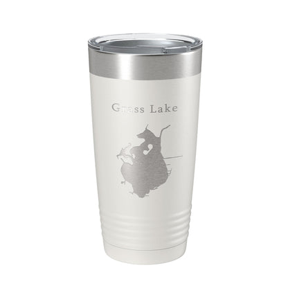 Grass Lake Map Tumbler Travel Mug Insulated Laser Engraved Coffee Cup Illinois 20 oz-1