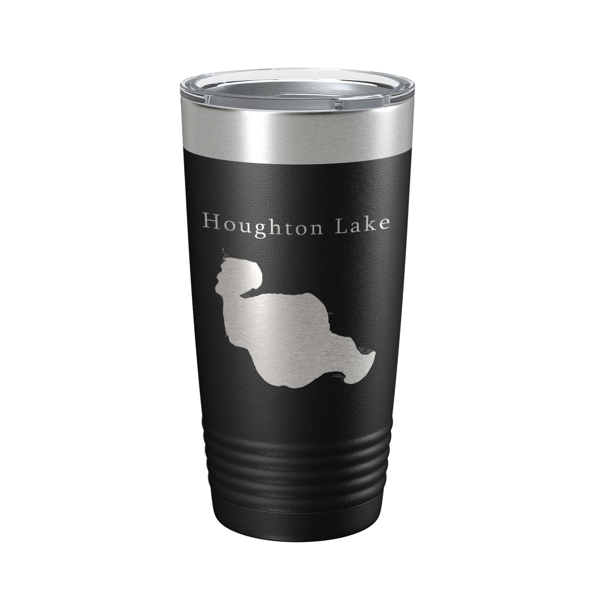 Houghton Lake Map Tumbler Travel Mug Insulated Laser Engraved Coffee Cup Michigan 20 oz-0