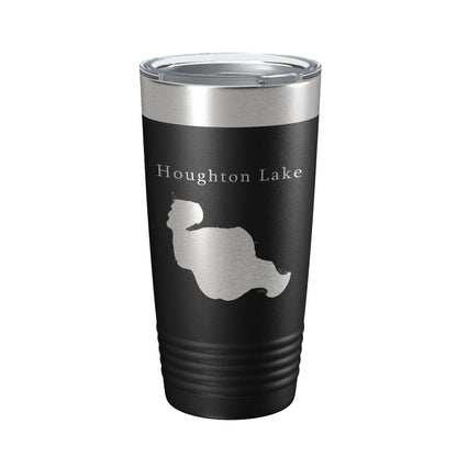 Houghton Lake Map Tumbler Travel Mug Insulated Laser Engraved Coffee Cup Michigan 20 oz-0