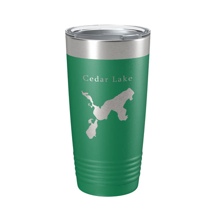 Cedar Lake Map Tumbler Travel Mug Insulated Laser Engraved Coffee Cup Van Buren County Michigan 20 oz-9