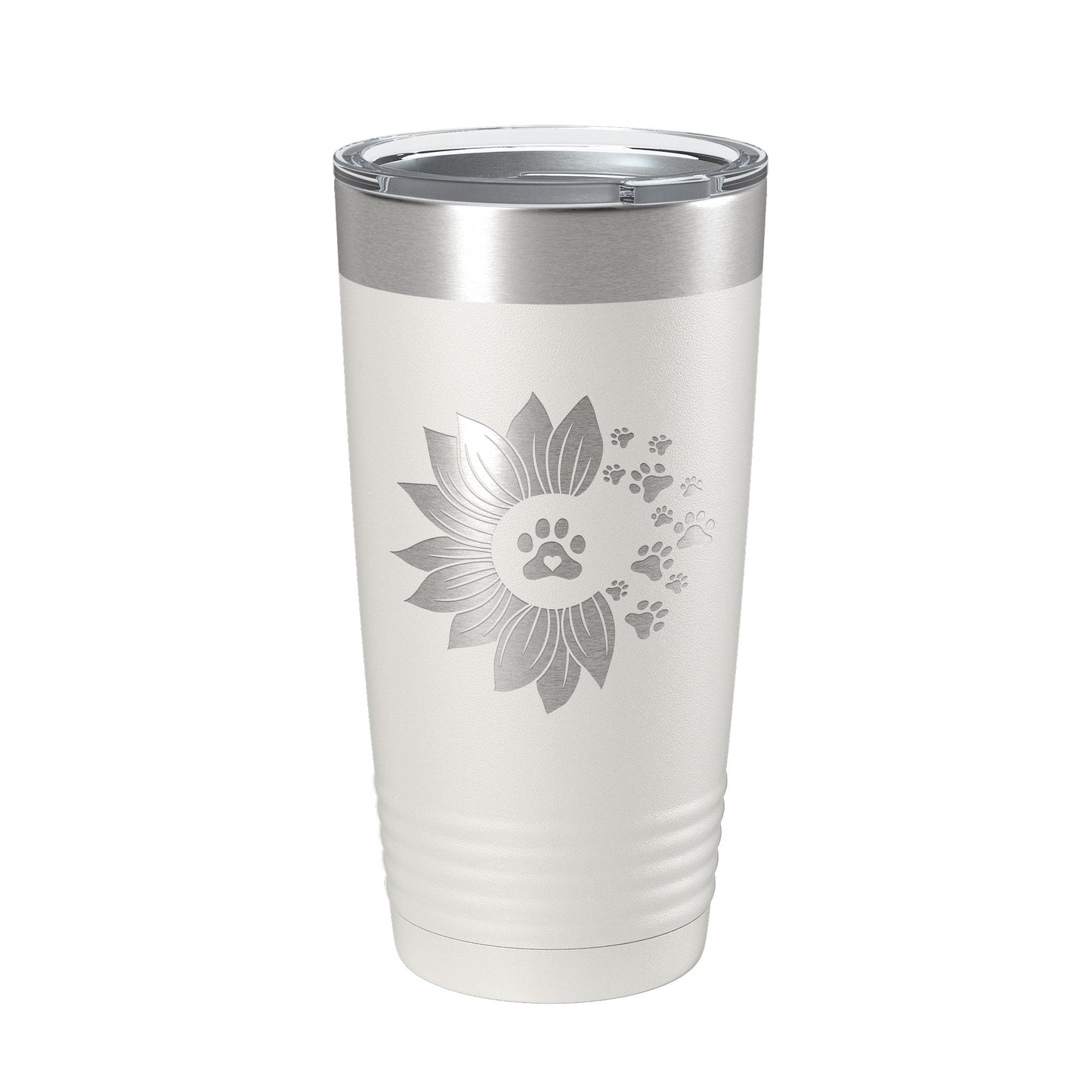 Sunflower With Dog Pawprints Tumbler Travel Mug Insulated Laser Engraved Coffee Cup Gift For Women Dog Lovers Sun Flower 20 oz-7