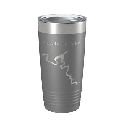 Coralville Lake Map Tumbler Travel Mug Insulated Laser Engraved Coffee Cup Iowa River 20 oz-16