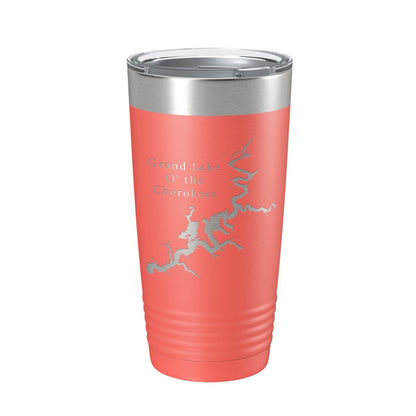 Grand Lake O' the Cherokees Map Tumbler Travel Mug Insulated Laser Engraved Coffee Cup Oklahoma 20 oz-20