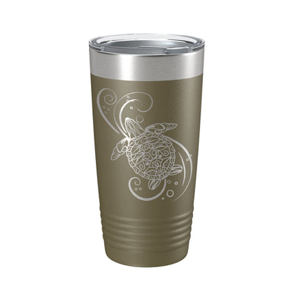 Sea Turtle Mandala Tumbler Travel Mug Insulated Laser Engraved Coffee Cup Turtle Zentangle Pattern Design Gift 20 oz-21