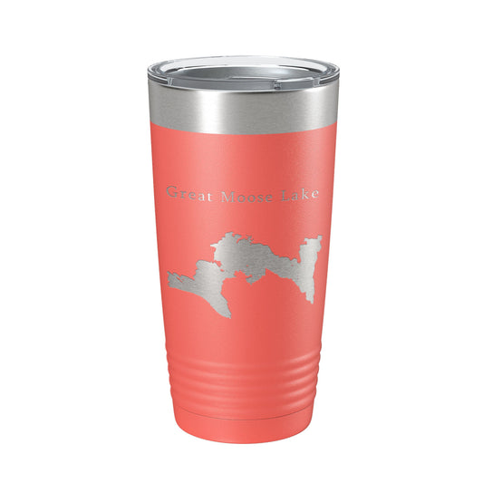 Great Moose Lake Map Tumbler Travel Mug Insulated Laser Engraved Coffee Cup Maine 20 oz-20