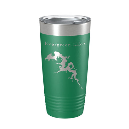 Evergreen Lake Map Tumbler Travel Mug Insulated Laser Engraved Coffee Cup Illinois 20 oz-9
