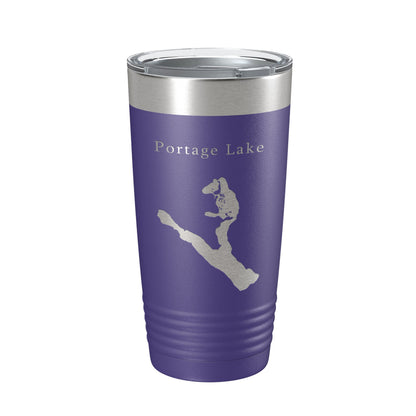 Portage Lake Map Tumbler Travel Mug Insulated Laser Engraved Coffee Cup Maine 20 oz-15