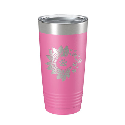 Sunflower With Dog Pawprints Tumbler Travel Mug Insulated Laser Engraved Coffee Cup Gift For Women Dog Lovers Sun Flower 20 oz-11