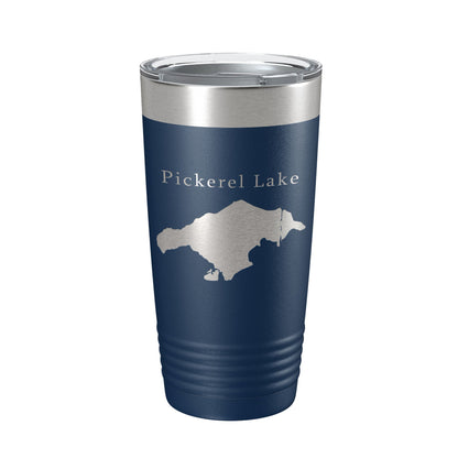 Pickerel Lake Map Tumbler Travel Mug Insulated Laser Engraved Coffee Cup Michigan 20 oz-2