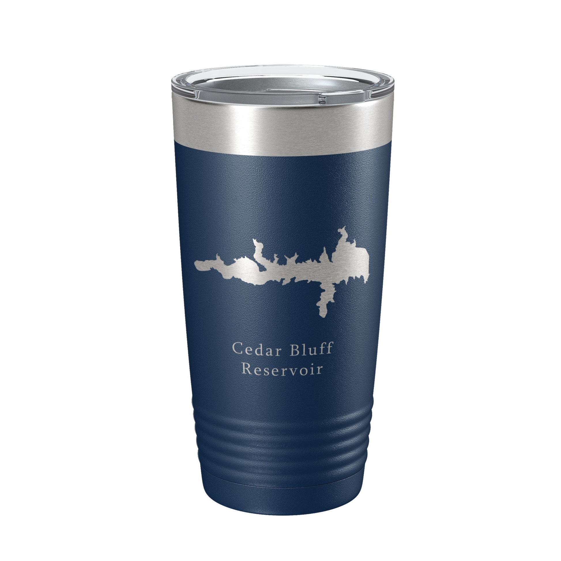 Cedar Bluff Reservoir Tumbler Lake Map Travel Mug Insulated Laser Engraved Coffee Cup Kansas 20 oz-2