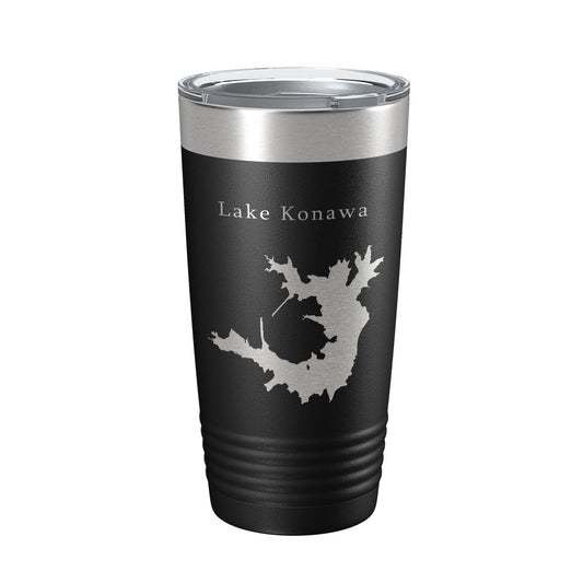 Lake Konawa Map Tumbler Travel Mug Insulated Laser Engraved Coffee Cup Oklahoma 20 oz-0