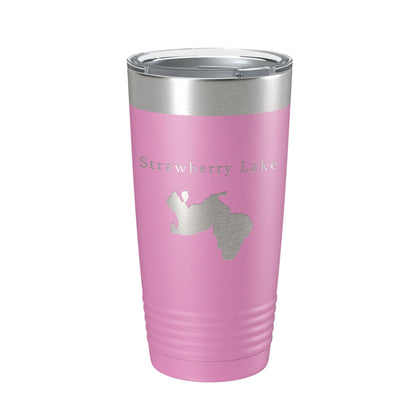 Strawberry Lake Map Tumbler Travel Mug Insulated Laser Engraved Coffee Cup Huron River Chain of Lakes Michigan 20 oz-14