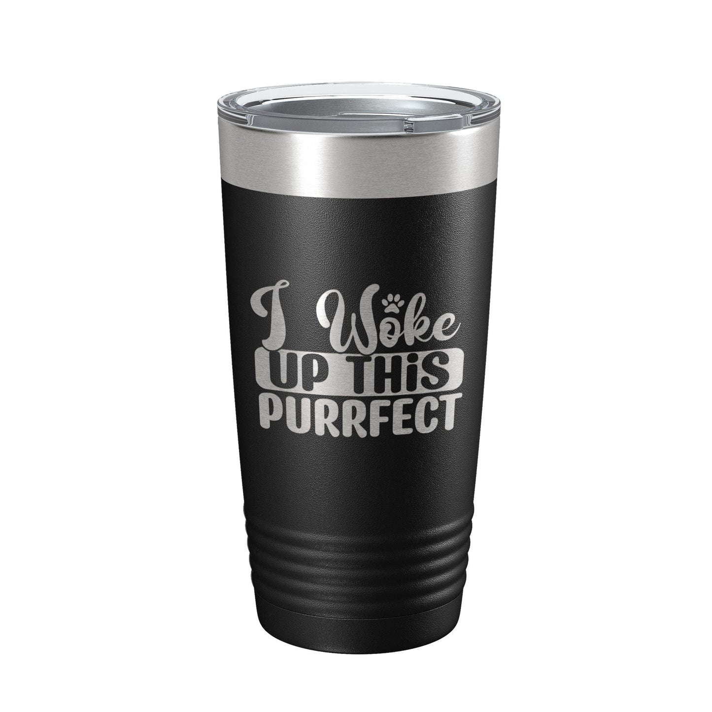 I Woke Up This Purrfect Tumbler Travel Mug Funny Cat Lover Gift Insulated Laser Engraved Coffee Cup 20 oz-0