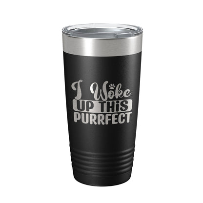 I Woke Up This Purrfect Tumbler Travel Mug Funny Cat Lover Gift Insulated Laser Engraved Coffee Cup 20 oz-0