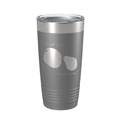 Third and Druce Lakes Map Tumbler Travel Mug Insulated Laser Engraved Coffee Cup Mill Creek Illinois 20 oz-16