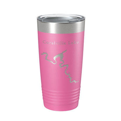Coralville Lake Map Tumbler Travel Mug Insulated Laser Engraved Coffee Cup Iowa River 20 oz-11