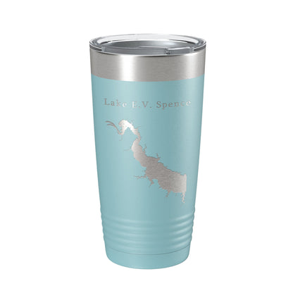 Lake E.V. Spence Reservoir Map Tumbler Travel Mug Insulated Laser Engraved Coffee Cup Texas 20 oz-13