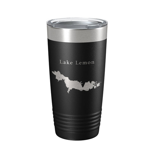 Lake Lemon Map Tumbler Travel Mug Insulated Laser Engraved Coffee Cup Indiana 20 oz-0