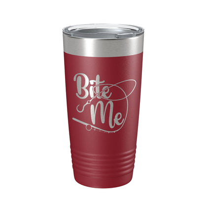 Fishing Tumbler Funny Bite Me Travel Mug Insulated Laser Engraved Coffee Cup Funny Gift For Angler Bass Fisherman 20 oz-18