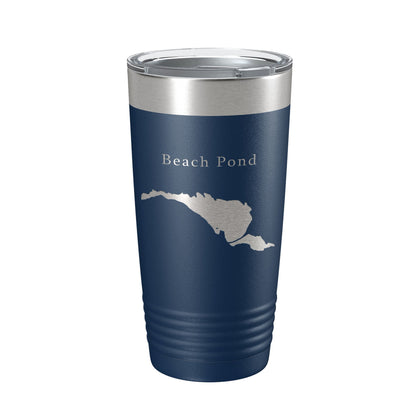 Beach Pond Tumbler Lake Map Travel Mug Insulated Laser Engraved Coffee Cup Connecticut Rhode Island 20 oz-2