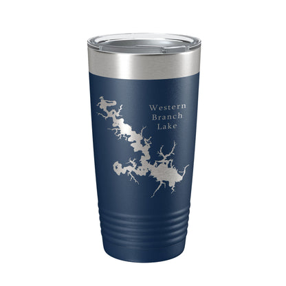 Western Branch Lake Reservoir Map Tumbler Travel Mug Insulated Laser Engraved Coffee Cup Suffolk Virginia 20 oz-8