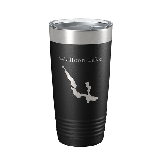Walloon Lake Map Tumbler Travel Mug Insulated Laser Engraved Coffee Cup Michigan 20 oz-0
