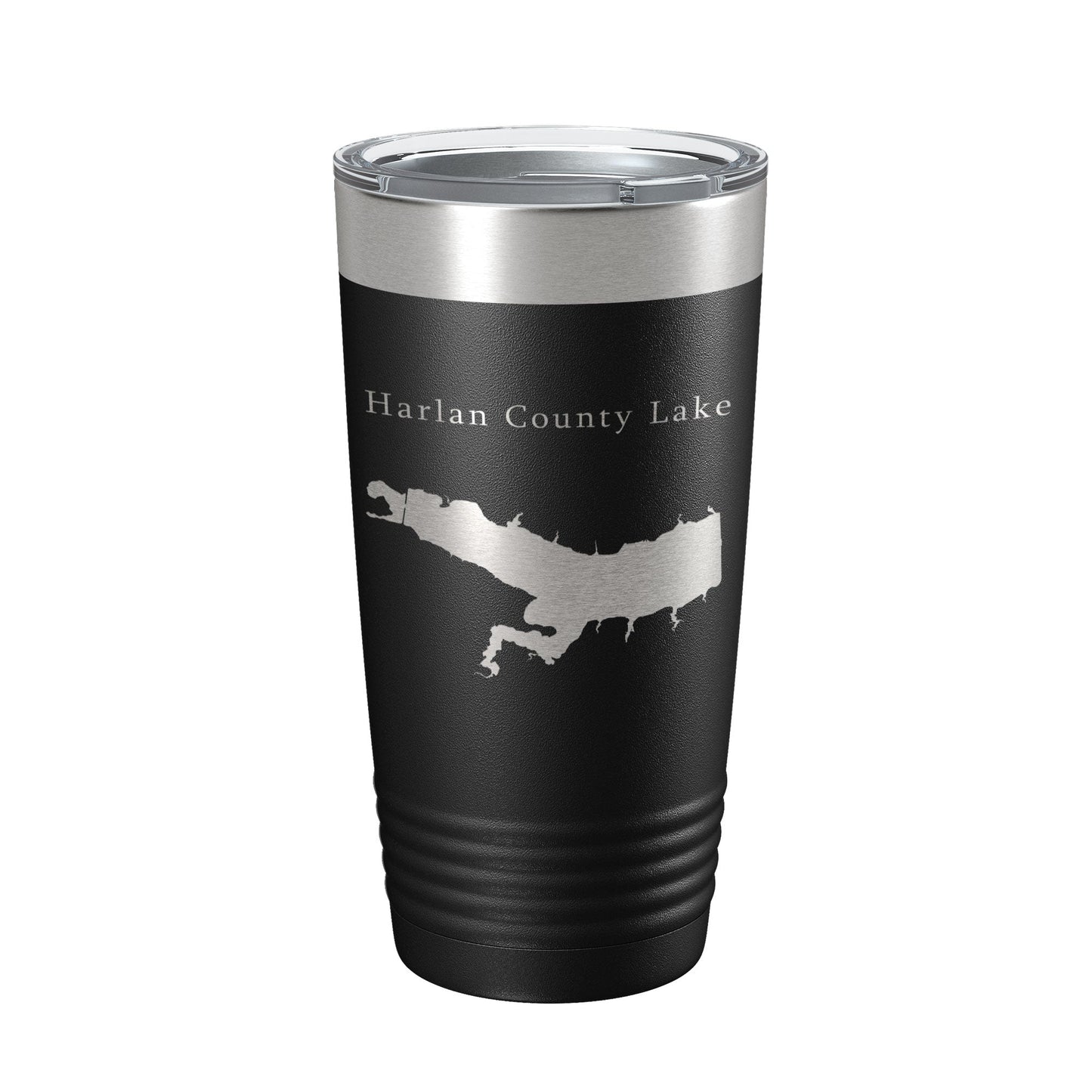 Harlan County Lake Map Tumbler Travel Mug Insulated Laser Engraved Coffee Cup Nebraska 20 oz-0