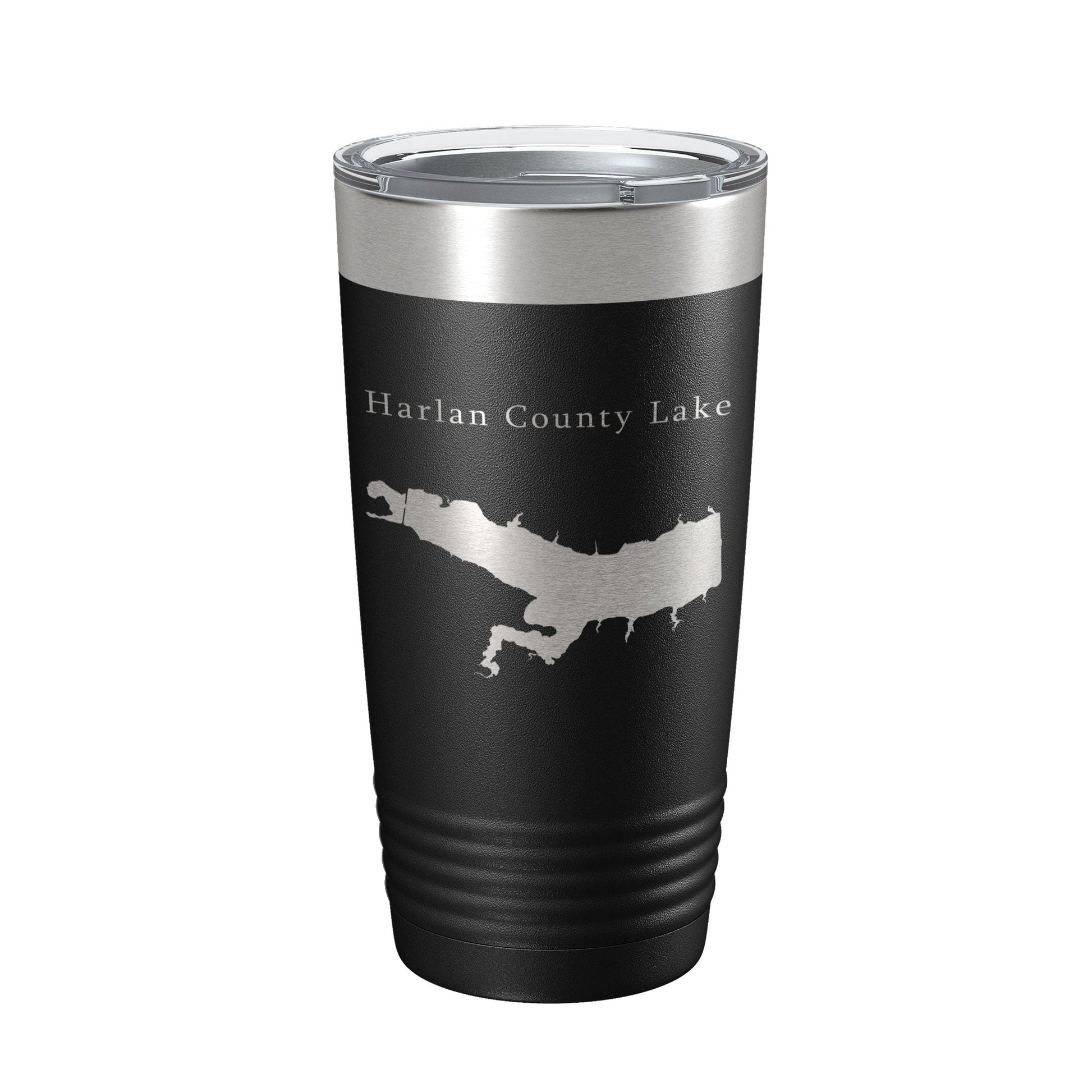 Harlan County Lake Map Tumbler Travel Mug Insulated Laser Engraved Coffee Cup Nebraska 20 oz-0
