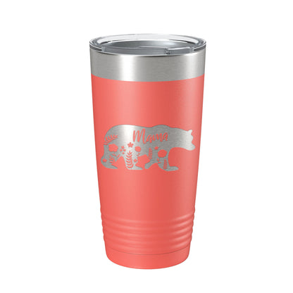 Mama Bear Tumbler Travel Mug Insulated Laser Engraved Coffee Cup Momma Mama Gift Mother's Day Floral 20 oz-20