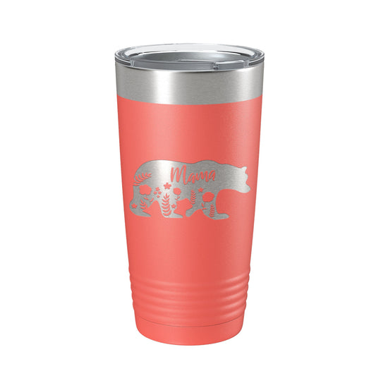 Mama Bear Tumbler Travel Mug Insulated Laser Engraved Coffee Cup Momma Mama Gift Mother's Day Floral 20 oz-20