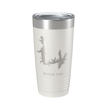Medina Lake Map Tumbler Travel Mug Insulated Laser Engraved Coffee Cup Texas 20 oz-1