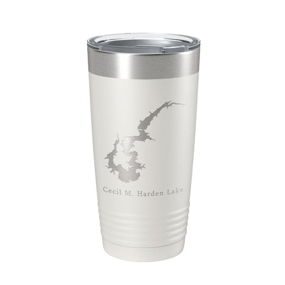 Cecil M. Harden Lake Map Tumbler Travel Mug Insulated Laser Engraved Coffee Cup Indiana 20 oz-1