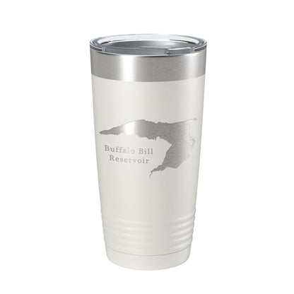 Buffalo Bill Reservoir Tumbler Lake Map Travel Mug Insulated Laser Engraved Coffee Cup Wyoming 20 oz-1